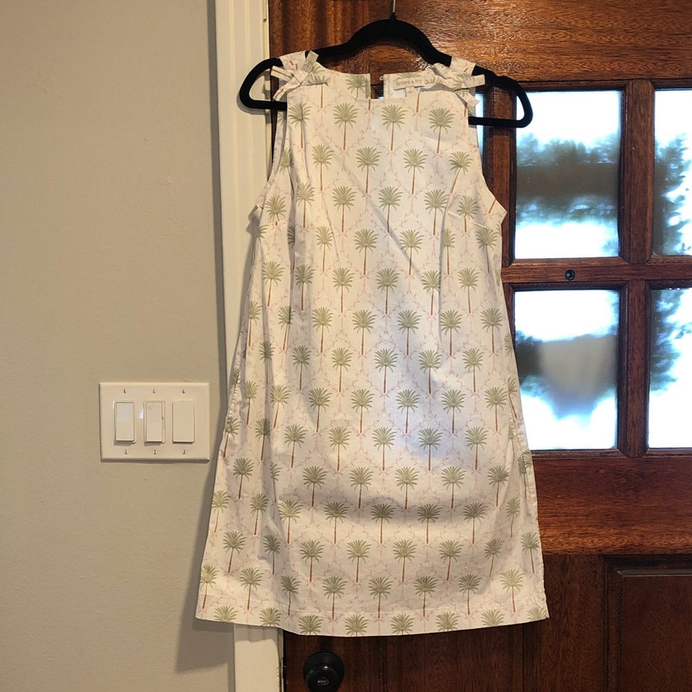 Crown & Ivy Women's Sleeveless Bow Straight Palm Palace Printed Dress Sz Small